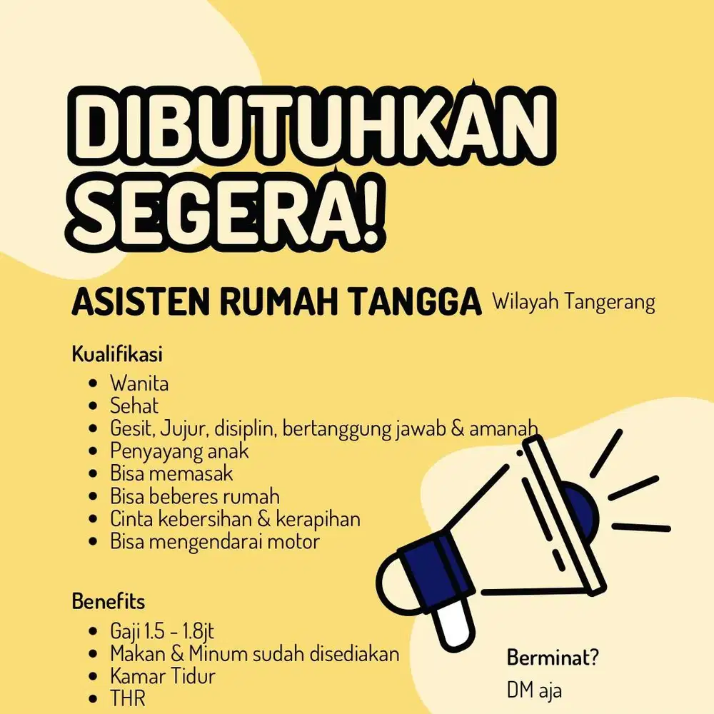 Dibutuhkan ART nginap