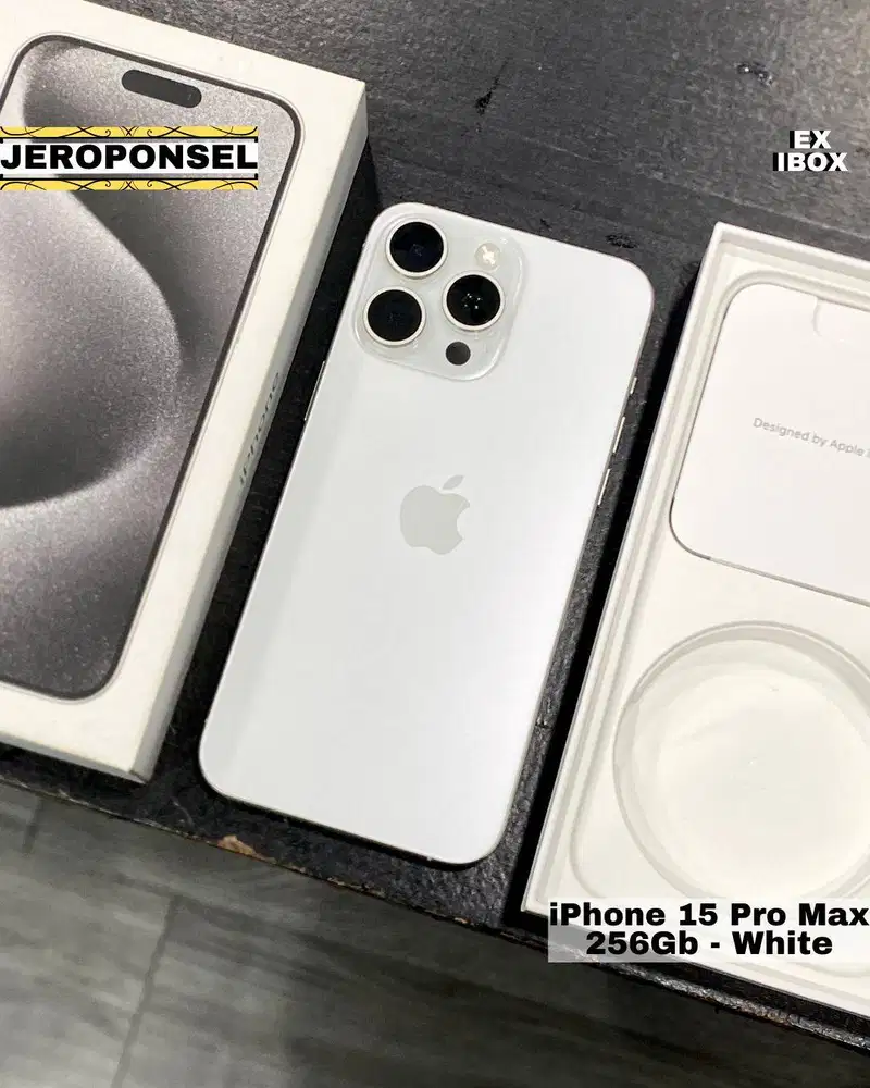 IPHONE 15 PRO MAX 256GB WHITE EX IBOX BH 85% FULL SET ORIGINAL GARANSI