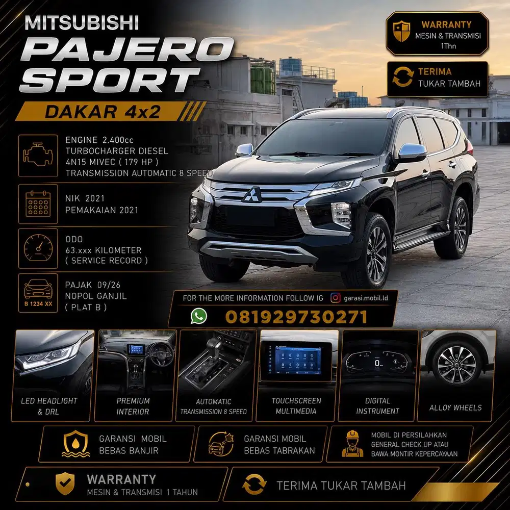 Mitsubishi Pajero Sport Dakar 2.4 AT Diesel 4x2 2021 / Odo 63rbu KM