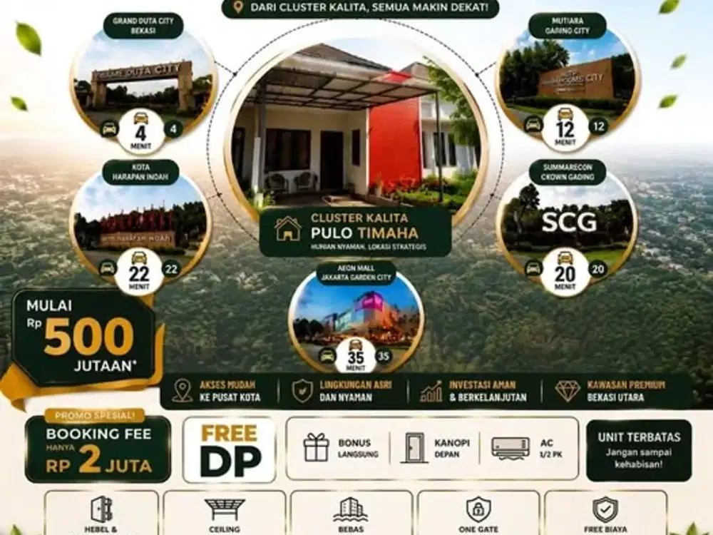 Rumah Cluster Siap Huni Lokasi Pinggir Jalan Pulo Timaha Strategis Dekat Fasilitas Umum