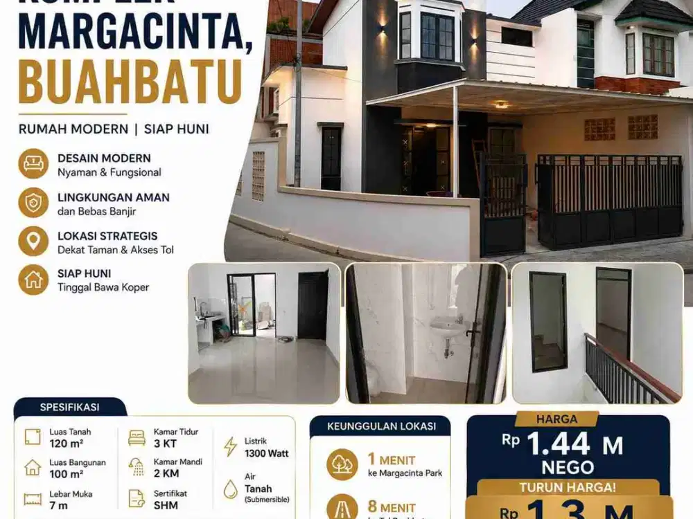 Rumah baru 2 lantai dekat Tol Buahbatu, Bandung