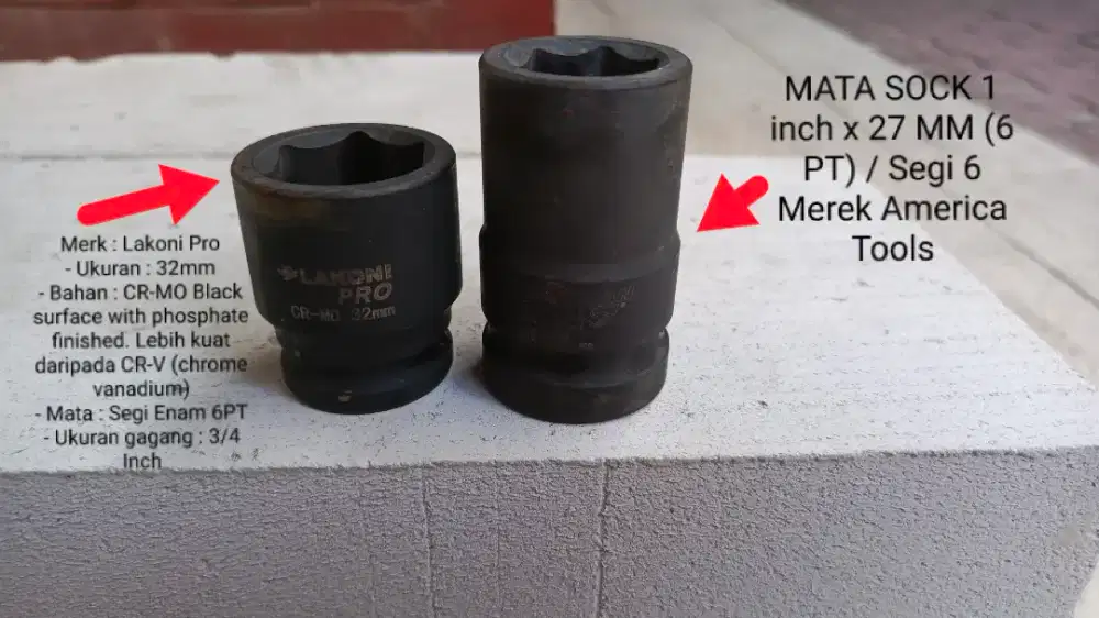 Mata Sock Impact 32 mm 3/4 inch & Mata Sock Impact 27 mm 1 inch