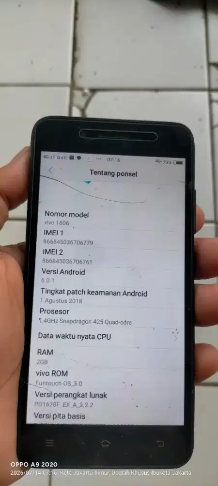 Vivo. Y53.  2/16. Mnus retak normal smua