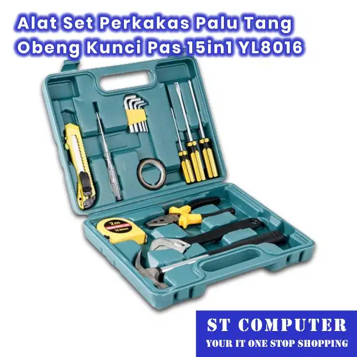 Alat Set Perkakas Palu Tang Obeng Kunci Pas 15in1 YL8016