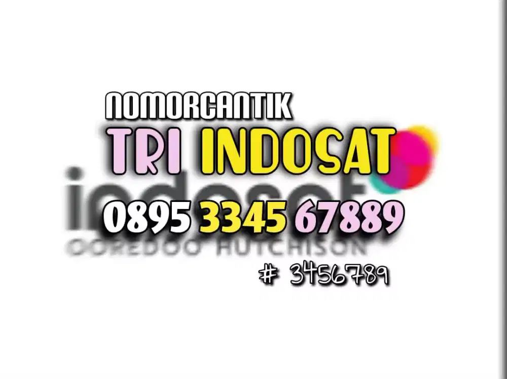 (bisa COD) Nomor CANTIK kartu TRI INDOSAT HOKI NAIK Full 3456789