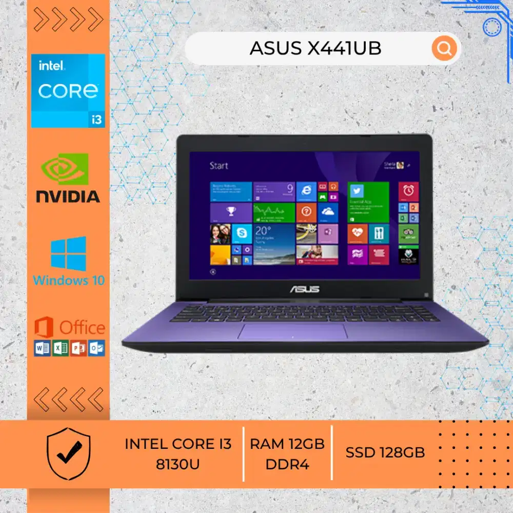 LAPTOP BEKAS ASUS X441UB INTEL CORE I3-8130U NVIDIA RAM 12GB SSD 128GB