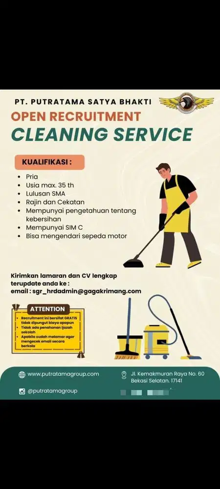 LOWONGAN PEKERJAAN CLEANING SERVICE