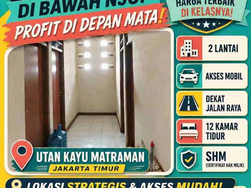 OBRAL, Harga NJOP, TERMURAH, Jual Kosan di Matraman jakarta Timur, SHM, Akses Mobil, Nego