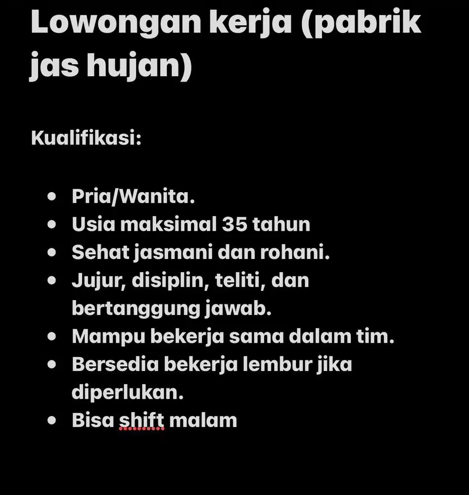 Lowongan kerja di pabrik