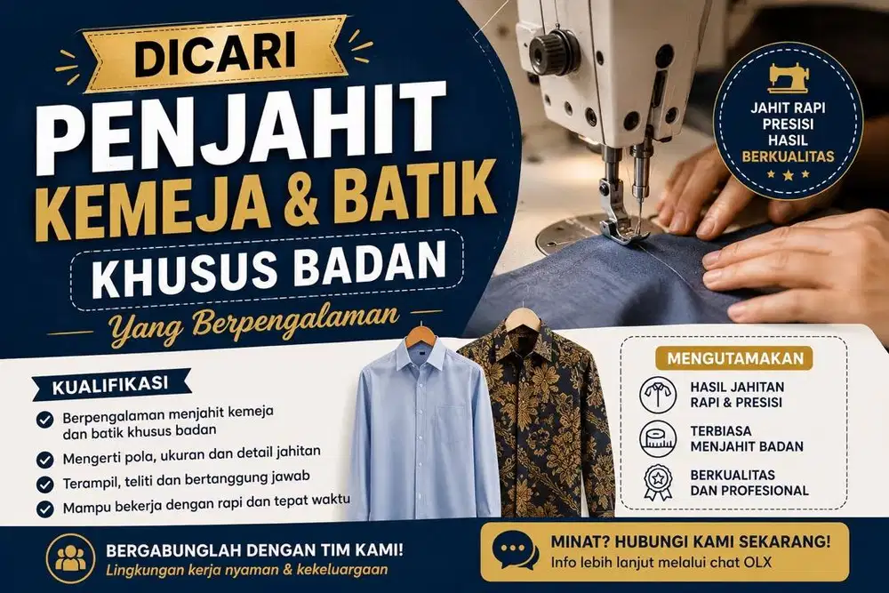 Dicari Penjahit Kemeja dan Batik