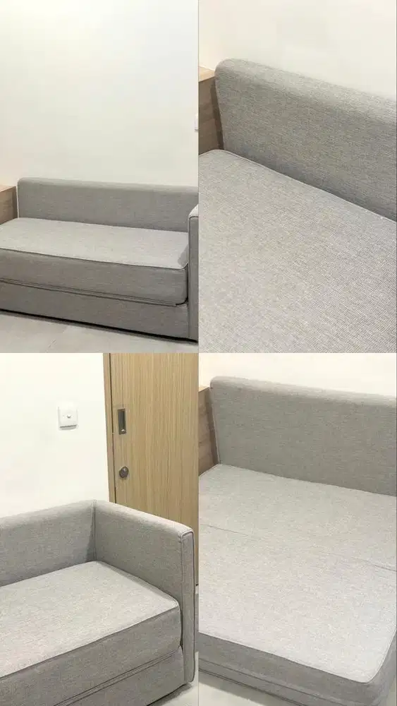 JUAL CEPAT SOFA BED FABRIC GRAY MURAH