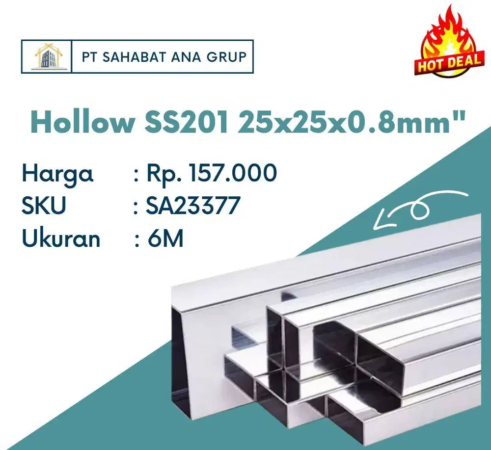 Hollow SS201 25x25x0.8mm