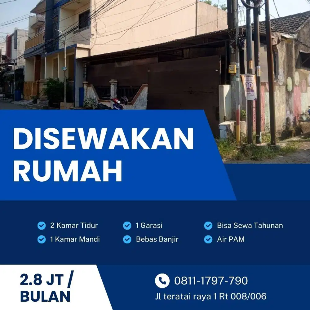 Disewakan Bulanan RumahTaman Cibodas LT 117m2 (Air PAM) - 2.8 Jt/Bulan