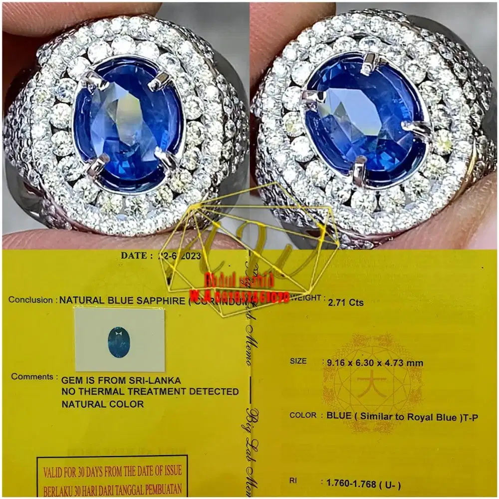 Natural blue sapphire no heated srilanka 2.71carat