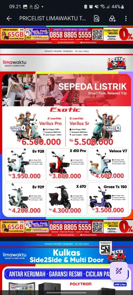 READY ALL SERIES SEPEDA LISTRIK/MOTOR LISTRIK