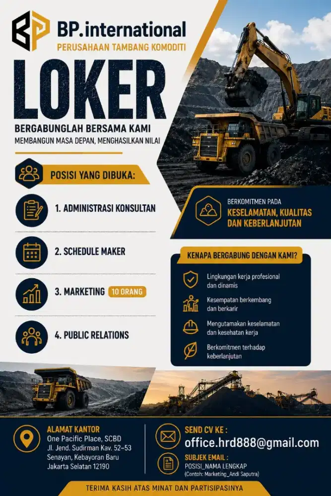 Loker untuk bagian Mnager operasional dan beberapa posisi