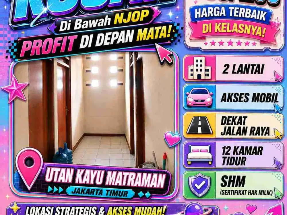 Jual Kos kosan di Jakarta Timur Matraman, Harga NJOP, SHM, Termurah, Akses Mobil