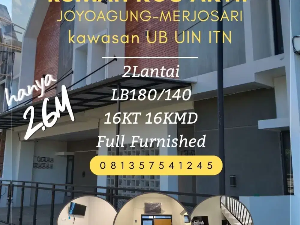 Dijual kos aktif 16KT+16KMD kawasan UB UIN ITN Merjosari 2,6M