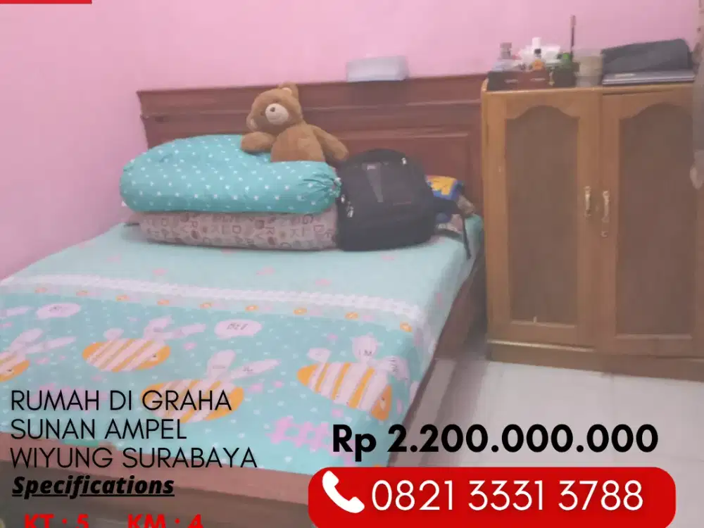 Dijual Rumah Terawat 3 Lantai di Graha Sunan Ampel Wiyung Surabaya