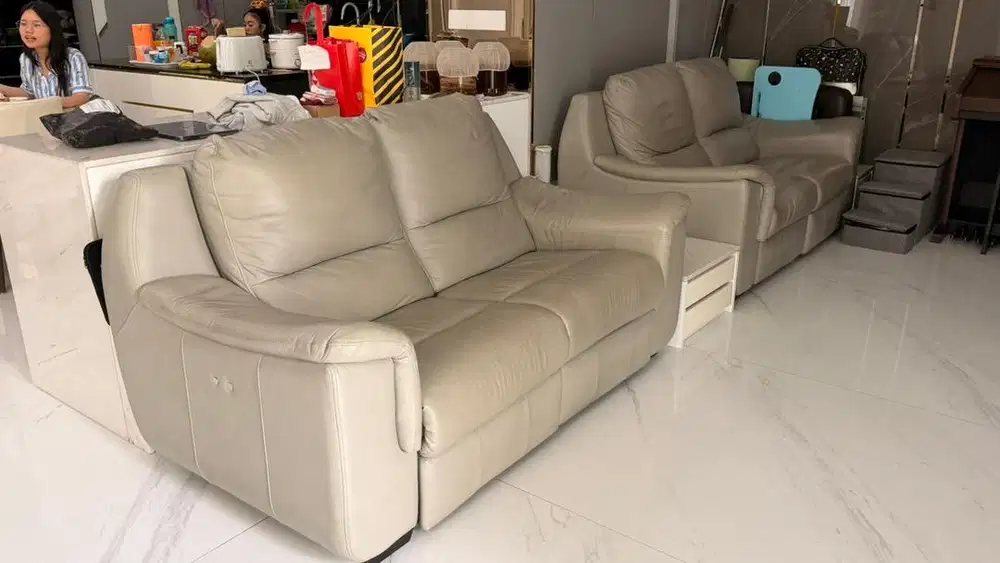 CELLINI Sofa Electric Recliner Leather 2 Seater Motorize