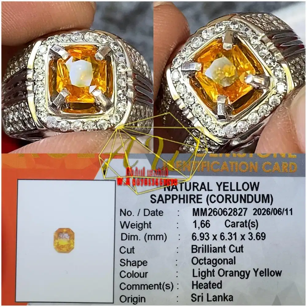 Yellow sapphire srilanka 1.66carat good color strong