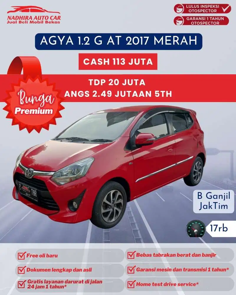 Angsuran 2 Jutaan Agya 1.2 G AT 2017 Merah