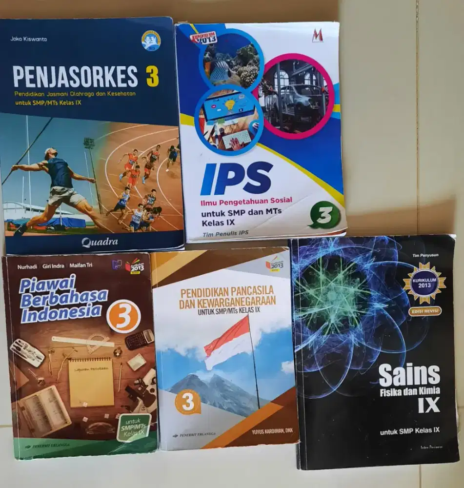5 Macam Buku Cetak Sekolah Kelas IX  (Kelas 3 SMP)