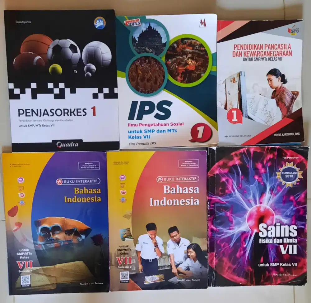 5 Macam Buku Cetak Sekolah Kelas VII (kelas 1 SMP)