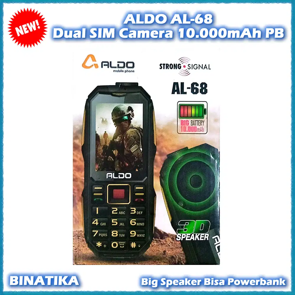 Baru - ALDO AL68 Dual SIM Camera 10.000 mAh Bisa Powerbank Big Speaker