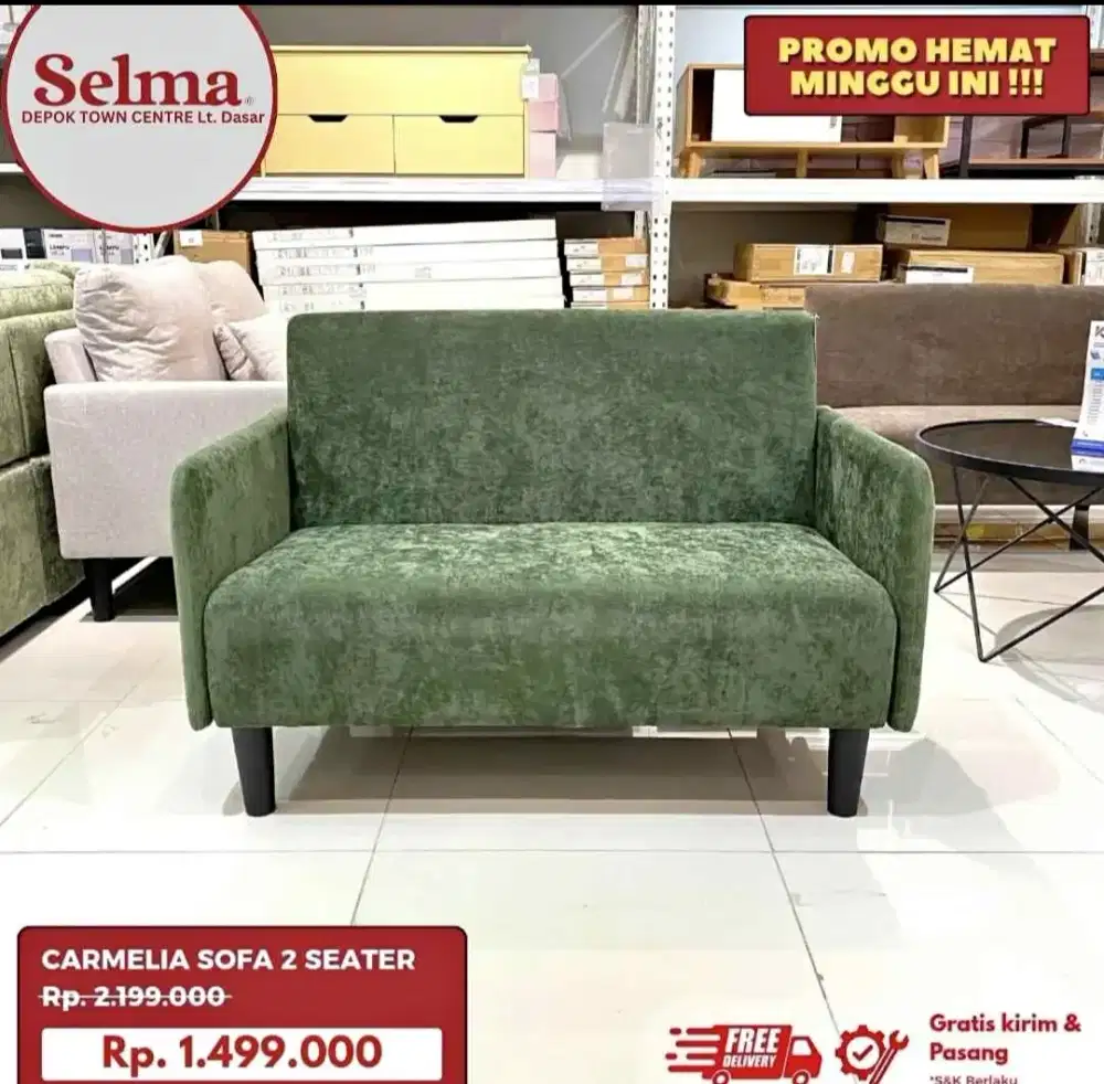 TERLARIS SOFA CARMELIA GREEN 1 JUTAAN MURAH MINIMALIS
