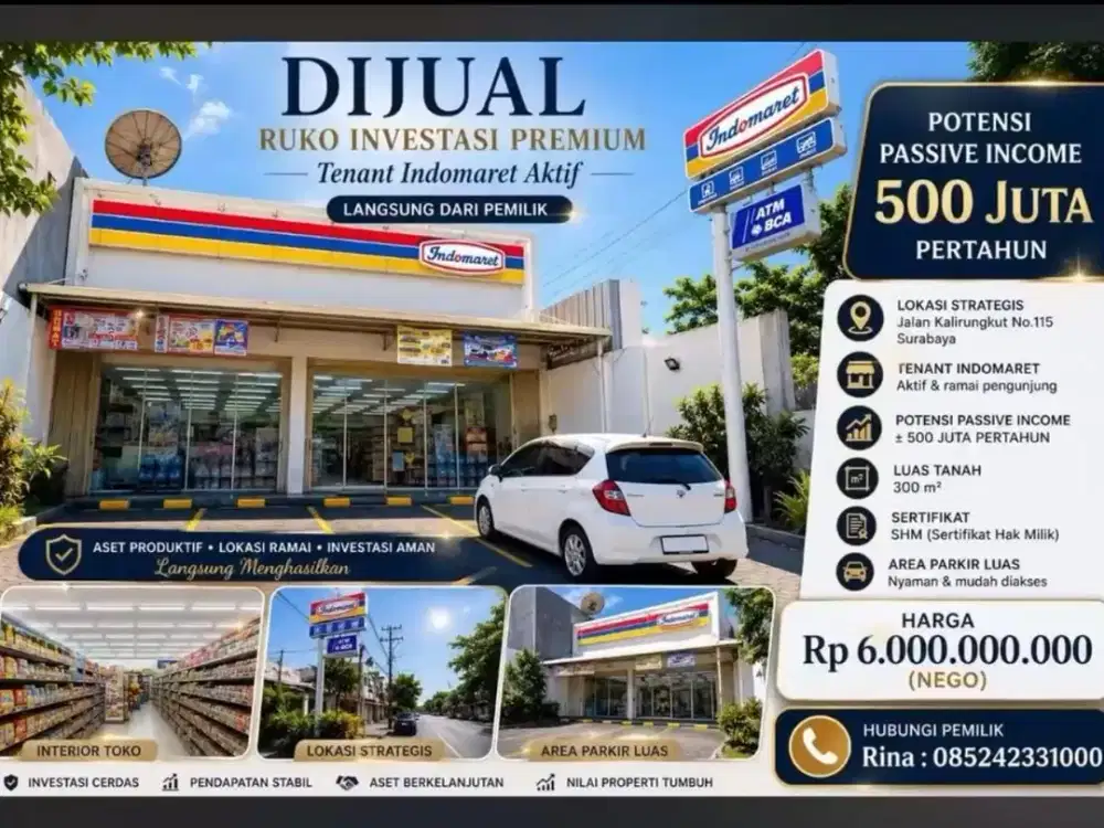 Dijual Ruko Investasi Premium Strategis Di Rungkut, Surabaya