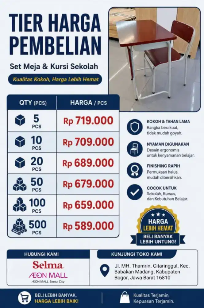 Jual Set Kursi Sekolah Beli Banyak Lebih Murah