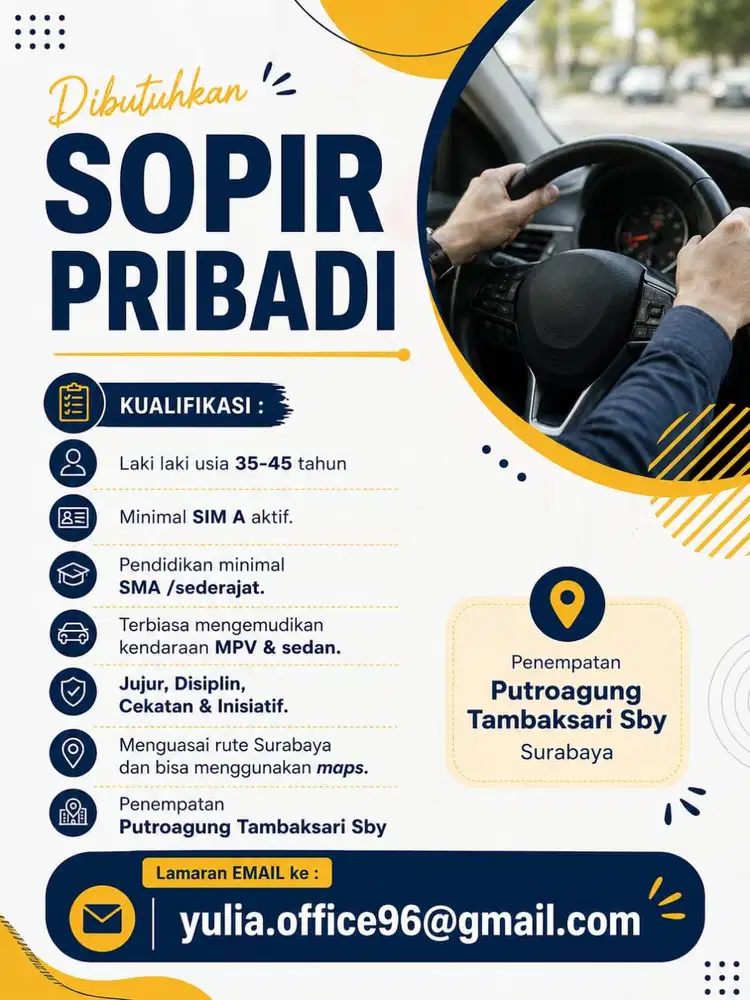 SOPIR PRIBADI Penempatan PUTROAGUNG SURABAYA