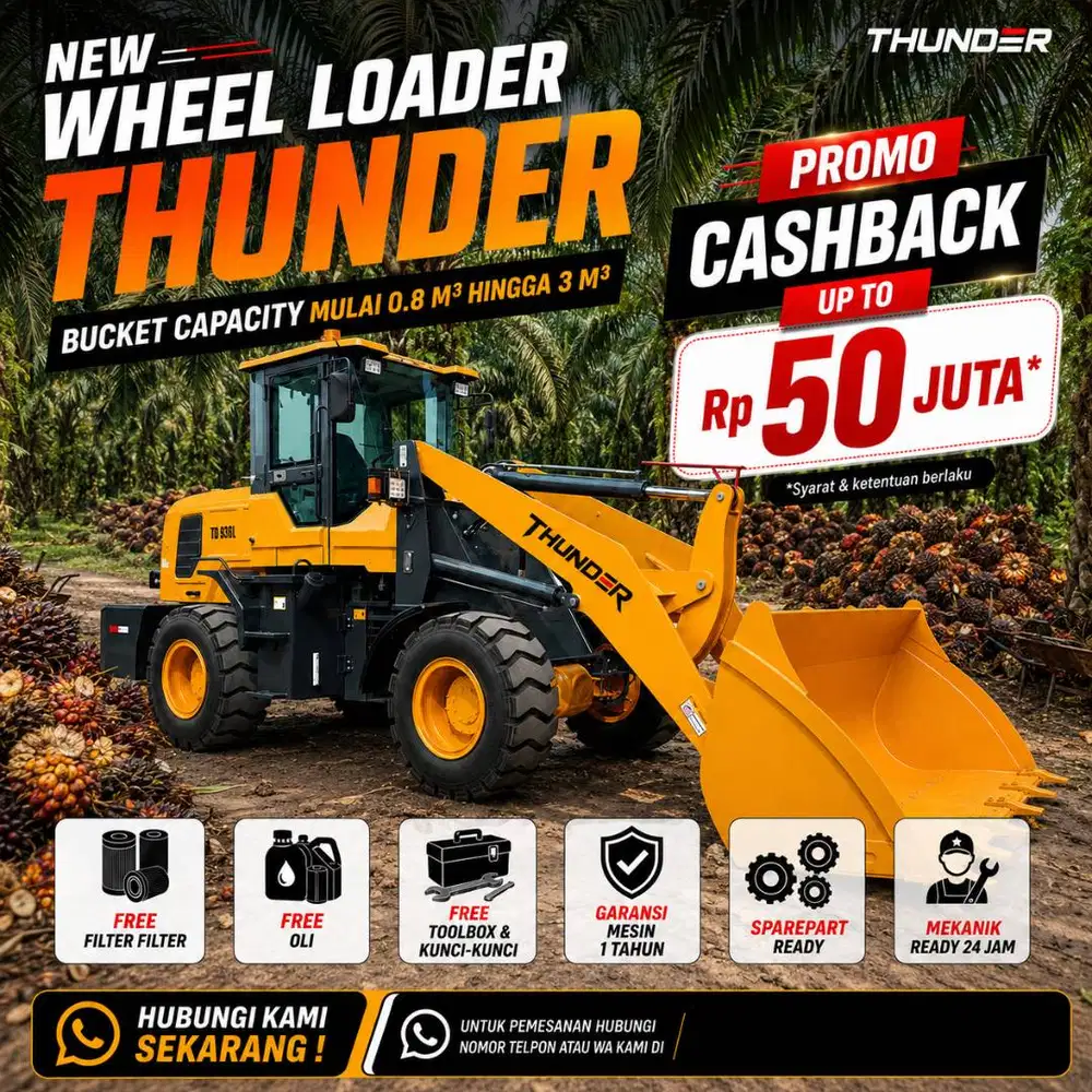 Thunder Wheel Loader China Tangguh dan Handal Garansi Part Ready Stock