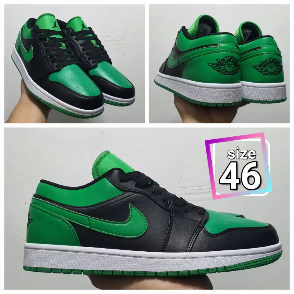 Sepatu Casual Air Jordan 1 low Lucky Green size 46 Mulus