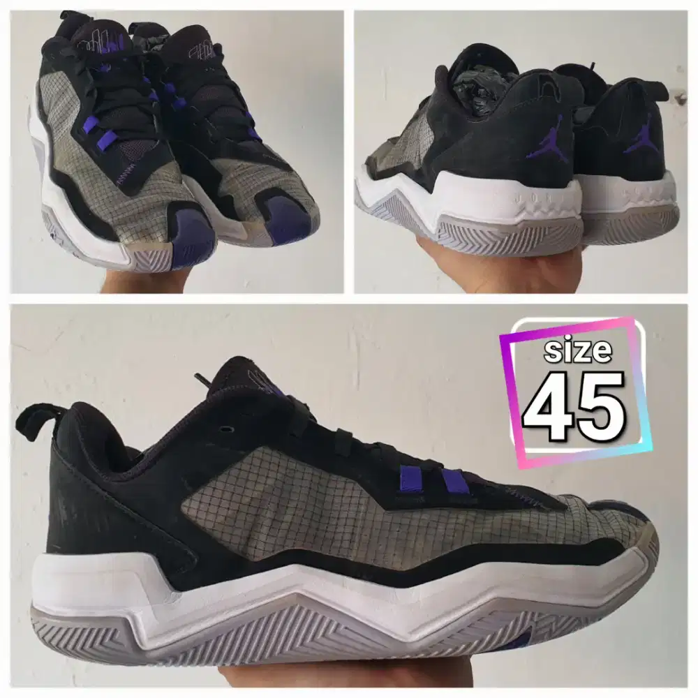 Sepatu Basket Low Jordan One Take 4 Black Purple size 45 second ori