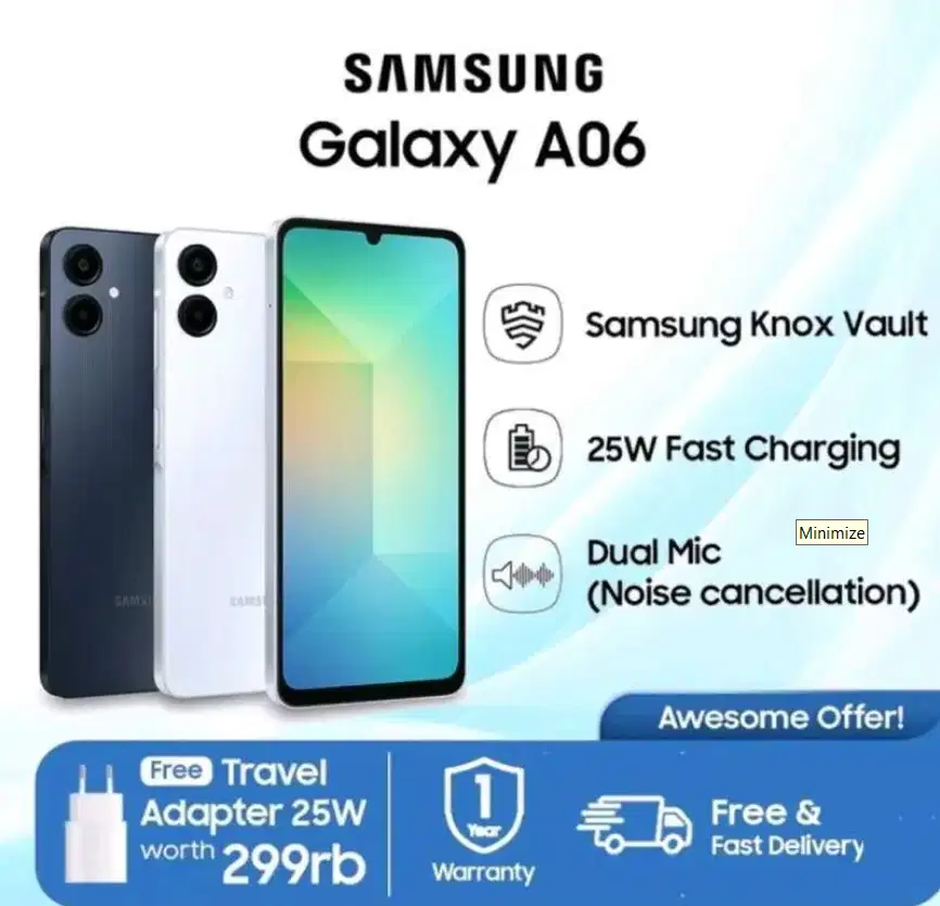 Samsung Galaxy A06 4/64 GB Black Resmi SEIN