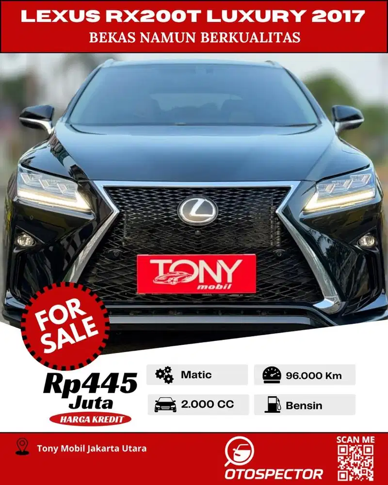 Lexus RX200T Luxury AT 2017 Hitam