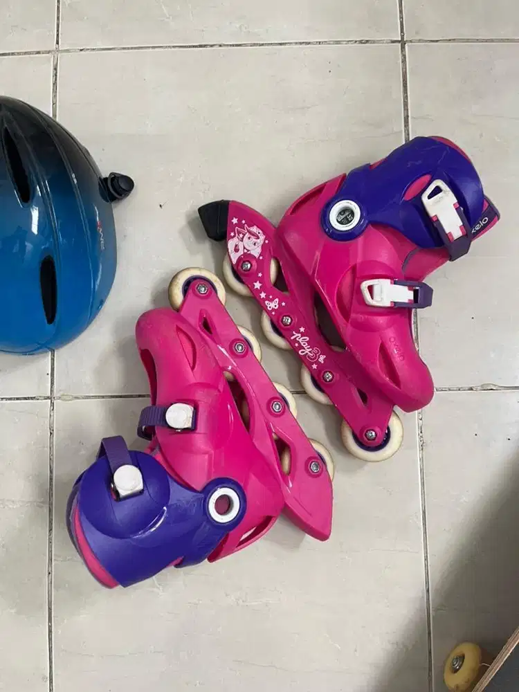 Sepatu Roda Oxelo Play 3 Original Size 32-34 Pink+Helm