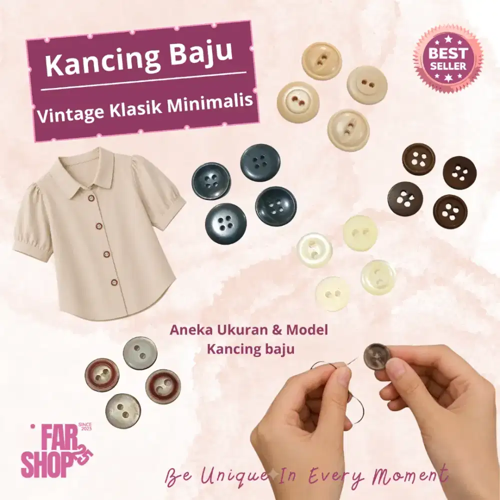 Kancing Baju Vintage Klasik Minimalis Aneka Ukuran & Model Kancing