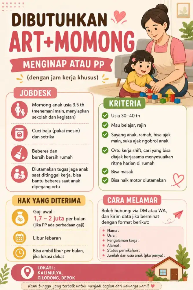 ART+Momong (menginap)