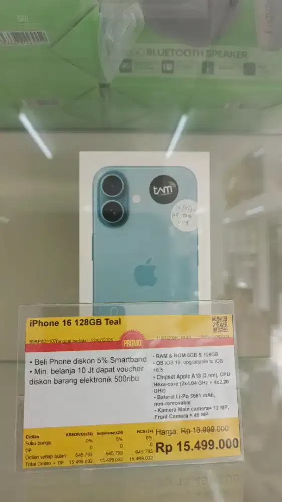 IPHONE 16 128GB TEAL garansi resmi