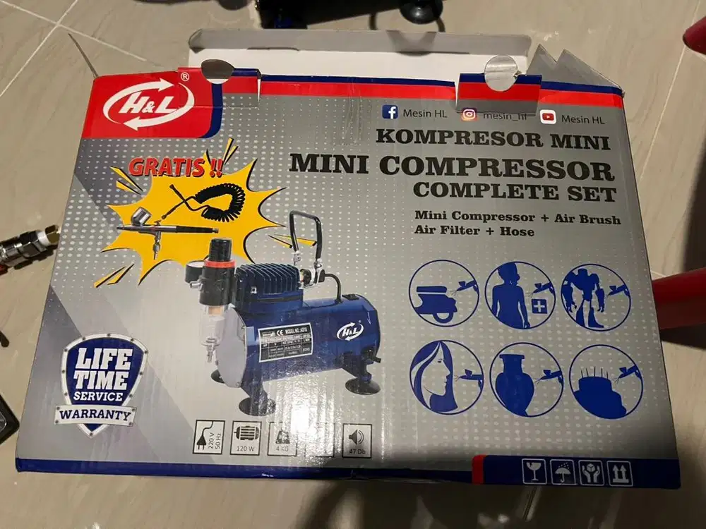 Kompresor Airbrush Mini H&L Lengkap Like New - Salah Beli