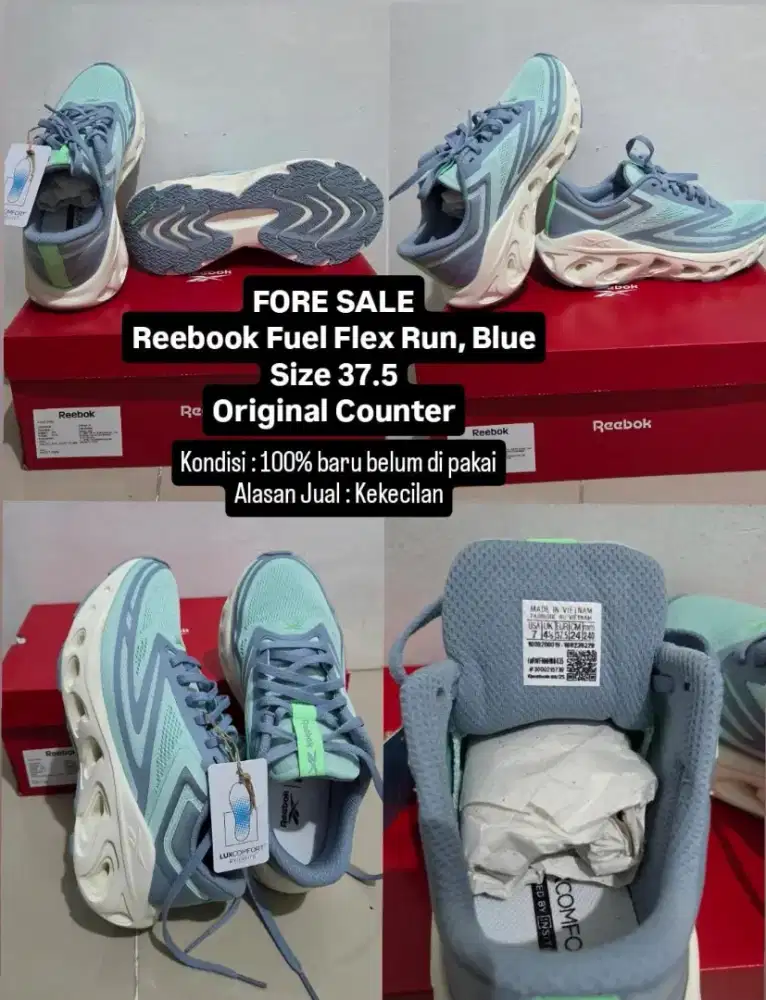 Reebook fuel flex run,Blue ukuran 37,5