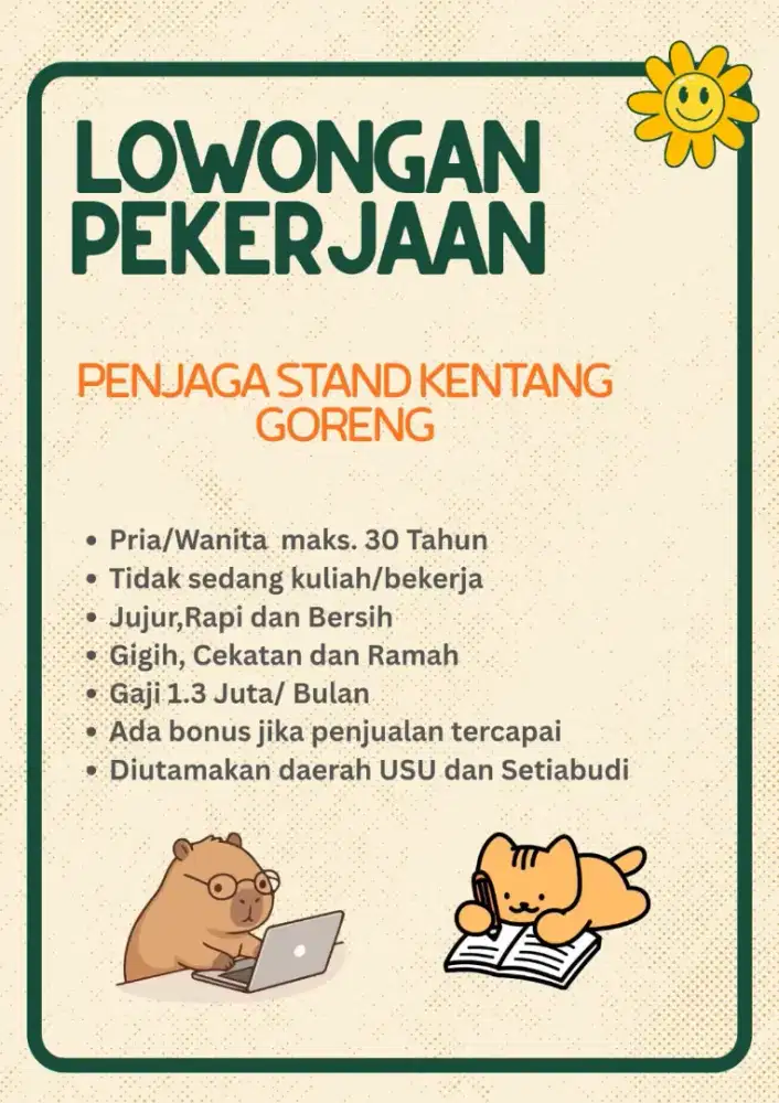 Lowongan Penjaga Stand Kentang Goreng