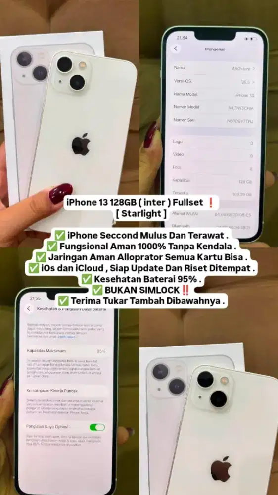 Iphone 13 128GB Starlight All Operator (Ready Warna Lain)