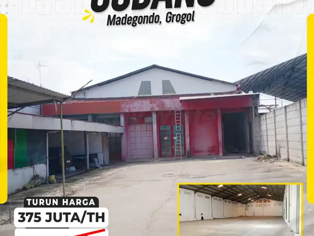 Gudang 1700meter akses Kontener Tepi Jl utama dekat The park mall madegondo grogol Solo baru
