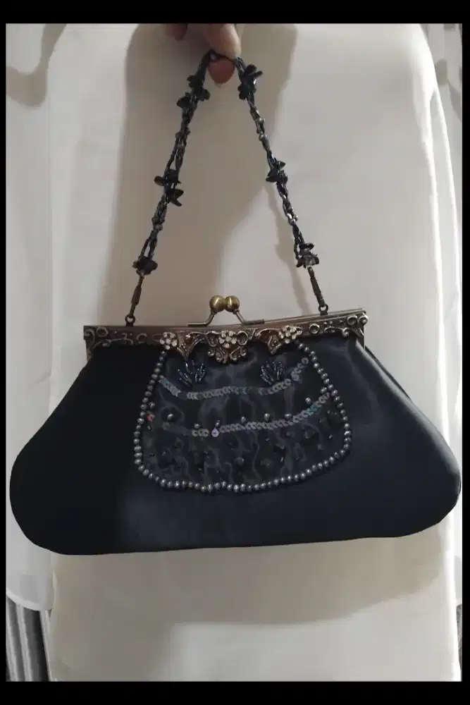 Y2K Vintage black evening clutch - tas pesta Bingo by Yongki Komaladi