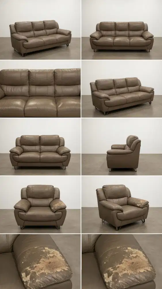 Sofa Kulit Atria 3+2+1 Seater Free Meja