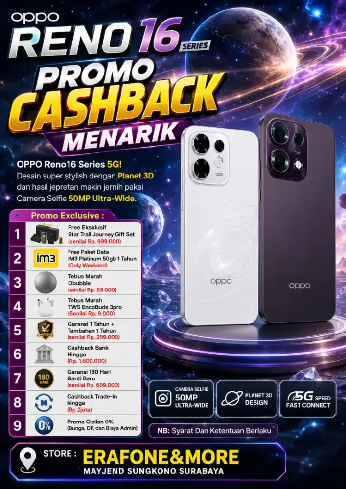 OPPO RENO 16F 5G SERIESS, PROMO CB BANK